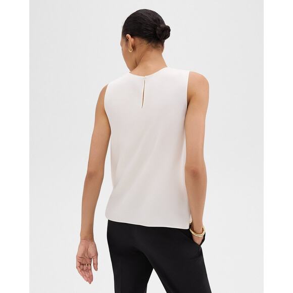 Theory Straight Shell Top in Silk Georgette Ivory - S - Picture 3 of 6